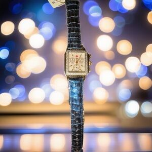 🆕💕MICHELE Watch 18mm Genuine Alligator Strap Band ONLY • NAVY • SHW • NWT